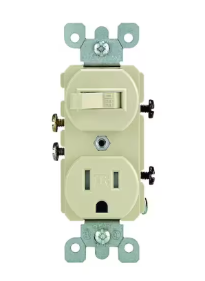 Photo 1 of 15 Amp Tamper-Resistant Combination Switch and Outlet, Ivory
