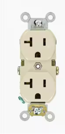 Photo 1 of 20 Amp Commercial Grade Duplex Outlet, Light Almond (1pk) | 15 Amp CO/ALR Duplex Outlet, Ivory (3pk)
