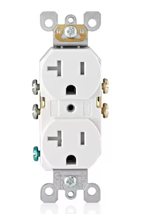 Photo 2 of 15 Amp Industrial Grade Narrow-Body Duplex Outlet, Gray | 20 Amp Residential Grade Self Grounding Tamper Resistant Duplex Outlet, White | Decora Plus 15 Amp Industrial Grade Duplex Outlet, Light Almond [Mixed Bundle]
