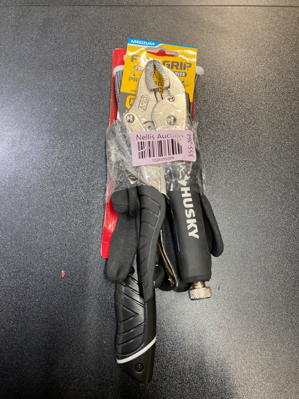 Photo 4 of *** SEE NOTES *** HUSKY 7 in. Curved Jaw Locking Pliers with Rubber Grip | 10 in. Close Quarters Hacksaw | FIRM GRIP Tough Working Gloves - Precision Grip A3 Cut - MEDIUM [Mixed Bundle]

