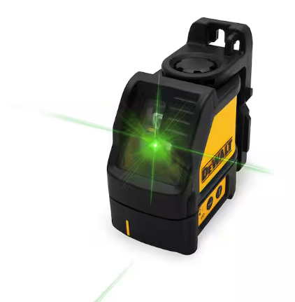 Photo 1 of 100 ft. Green Self-Leveling Cross Line Laser Level with (3) AA Batteries & Case
