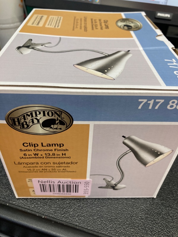 Photo 1 of 13-7/8 in. Satin Chrome Clip Lamp