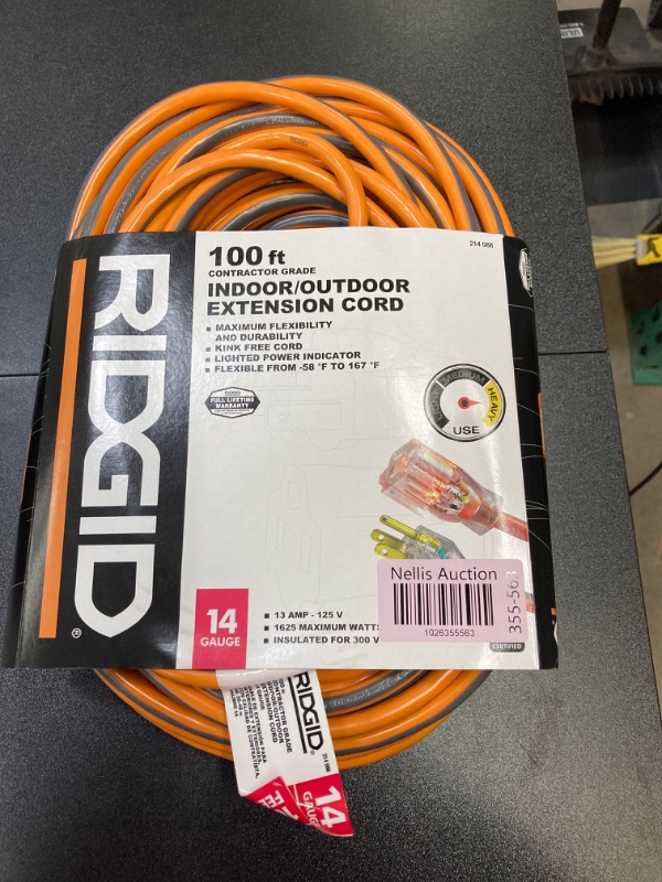 Photo 2 of 100 ft. 14/3 Extension Cord, Orange and Gray