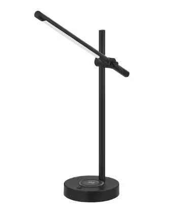 Photo 1 of 22 in. Indoor Black Integrated LED Table Lamp with Built-in Wireless Charging Pad
