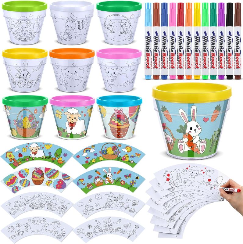 Photo 1 of  Meanplan 28 Pcs Easter Flower Pots Crafts Kit 16 Religious Easter DIY Crafts for Kids 12 Colorful Markers Christian Sunday School Crafts for Easter Spring Party Favor Classroom Activities
