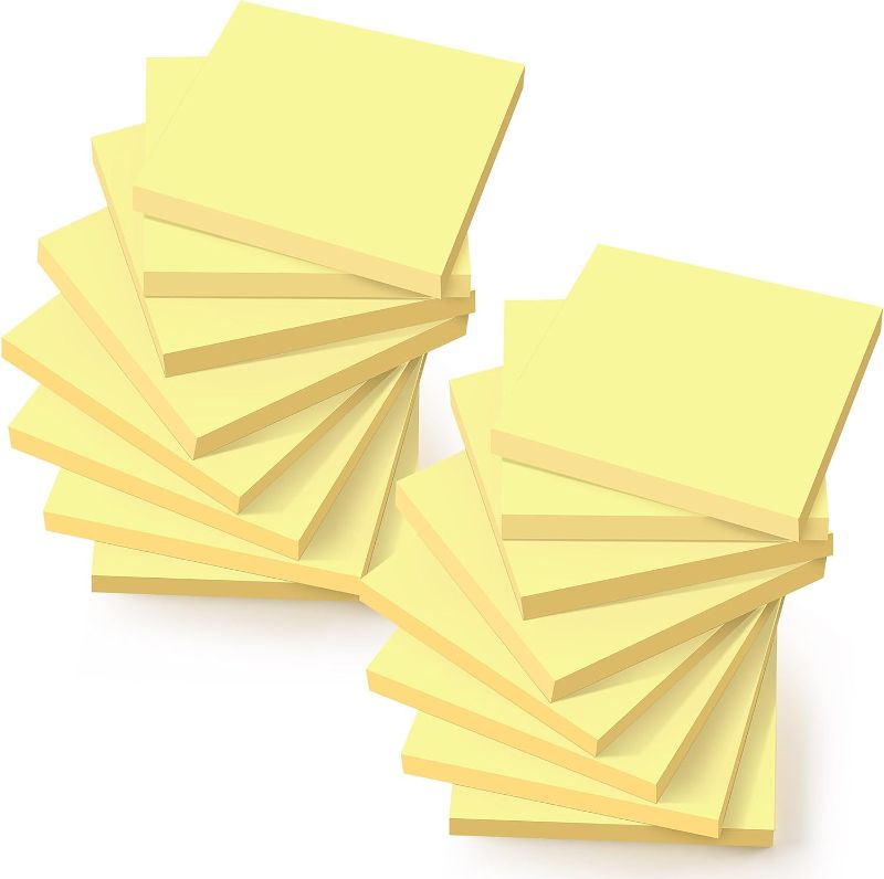 Photo 1 of (16 Pack) Sticky Notes 3x3 in Canary Yellow, Clean Removal, Recyclable, Self-Stick Pads, Easy to Post for Home, Office, Notebook (2PK)