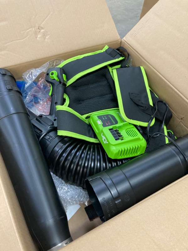 Photo 3 of Greenworks 40V (165 MPH / 660 CFM / 75+ Compatible Tools) Cordless Brushless Backpack Leaf Blower, 8.0Ah Battery and Charger Included Brushless Backpack Blower (710 CFM), 8.0Ah