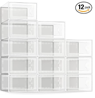 Photo 1 of 
SEE SPRING Large 12 Pack Shoe Storage Box, Clear Plastic Stackable Shoe Organizer for Closet, Space Saving Foldable Shoe Rack Sneaker Container Bin Holder