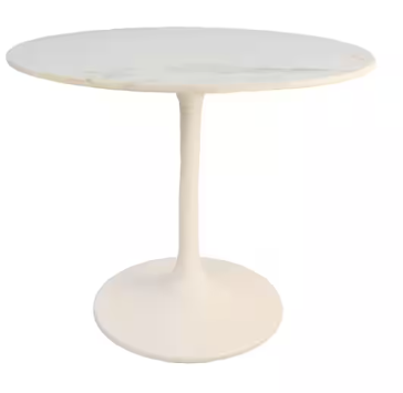 Photo 1 of 36 in. Enzo White Round Marble Top Dining Table