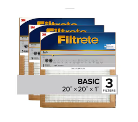 Photo 1 of Filtrete 20-in W x 20-in L x 1-in MERV 5 Basic Pleated Air Filter (3Pc. / 2-Pack)
