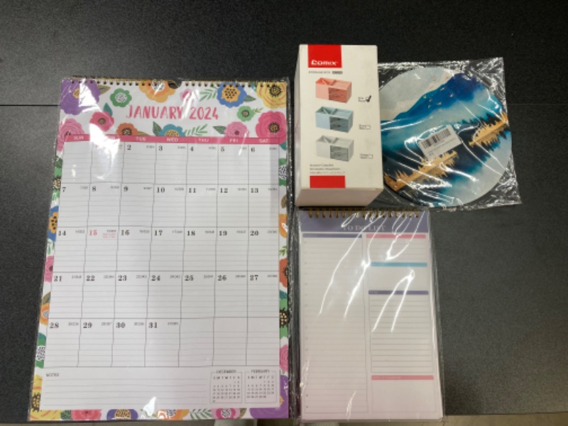 Photo 6 of *** Mixed Bundle *** Comix Desk Organizer (pink) | To Do List Notepad -  52 Sheets with Checklist , 6.5" X 9.8" (Dark Blue Blank) | Hokafenle Washable Cloth Mouse Pad (MOUSE NOT INCLUDED) | Calendar 2024-2024 Wall Calendar, 12" x 17", Colorful Floral (Ver