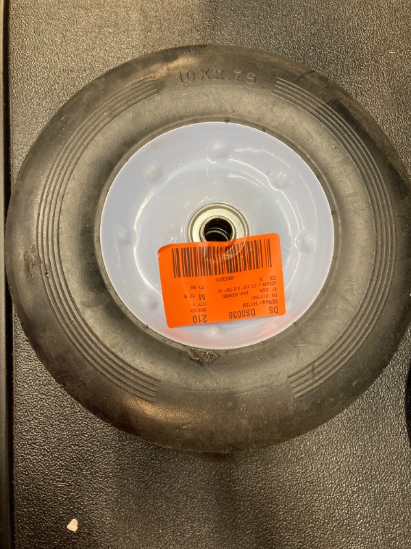 Photo 3 of 10 in. x 2.75 in. Flat Free Universal Hand Truck Wheel with 5/8 in. Ball Bering and Ribbed Tread
