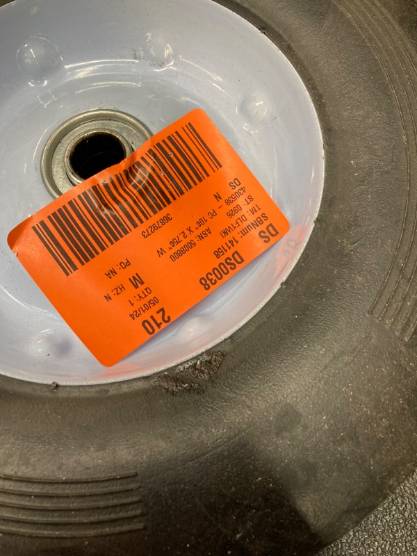 Photo 5 of 10 in. x 2.75 in. Flat Free Universal Hand Truck Wheel with 5/8 in. Ball Bering and Ribbed Tread
