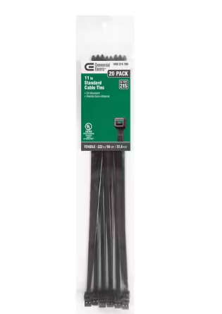 Photo 1 of COMMERCIAL ELECTRIC 11 in. UV Cable Tie, Black (20-Pc.) - 4PK.