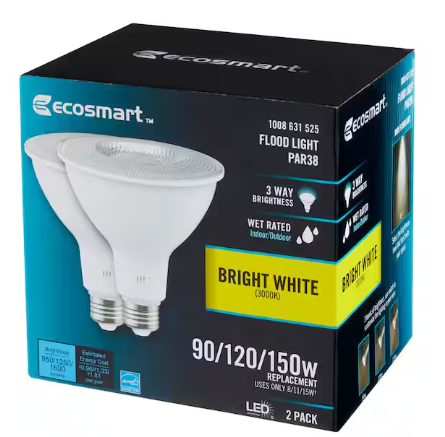 Photo 1 of 90/120/150-Watt Equivalent PAR38 3-Way Flood Energy Star Dimmable CEC LED Light Bulb 3000K Bright White/Silver *** Mixed Light Bundle ***