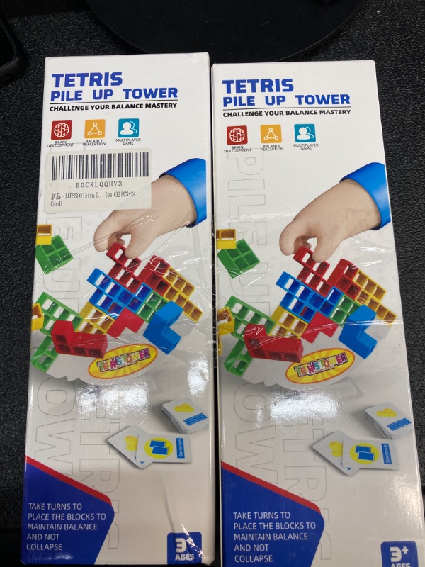 Photo 2 of Tetra Tower Game-32 PCS Stacking Building Block Game,Team Tower Game for Kids & Adults?Family Board Game?Tetris Tower Game?Perfect for Family Games, Parties 32 PCS+22 Card-2PK