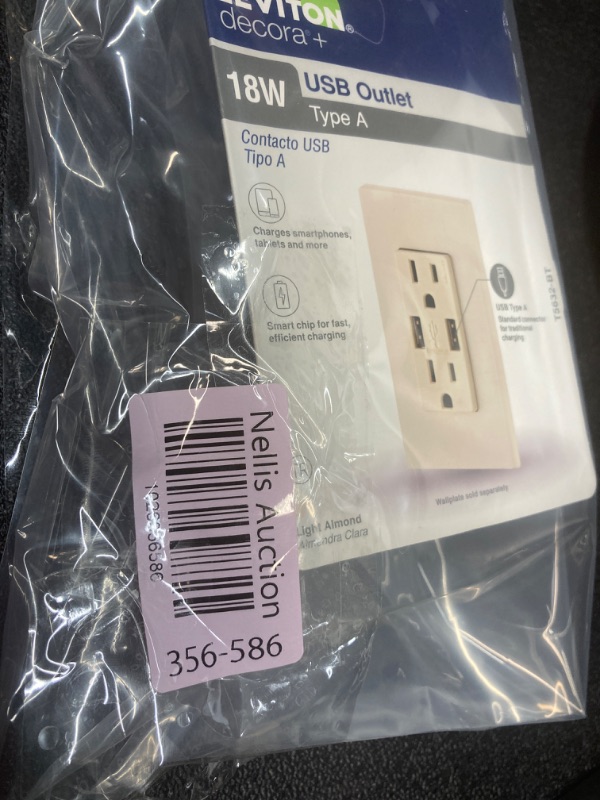 Photo 3 of 3.6A USB Dual Type A In-Wall Charger with 15 Amp Tamper-Resistant Outlets, Light Almond
