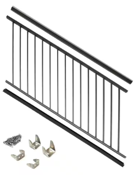 Photo 1 of 36 in. x 6 ft. Black Powder Coated Aluminum Preassembled Deck Stair Railing
