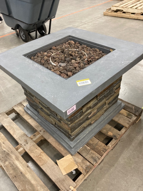 Photo 2 of 34 in. x 24 in. Envirostone Propane Gas Brown Fire Pit with Lava Rocks
