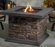 Photo 1 of 34 in. x 24 in. Envirostone Propane Gas Brown Fire Pit with Lava Rocks
