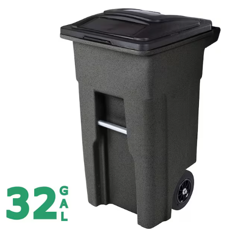 Photo 1 of 32 Gallon Blackstone Outdoor Trash Can/Garbage Can with Quiet Wheels and Attached Lid
