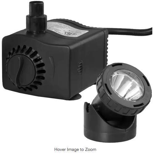 Photo 1 of .03 hp HP or 400 GPH Low Water Shut-Off Fountain Pump with LED Light