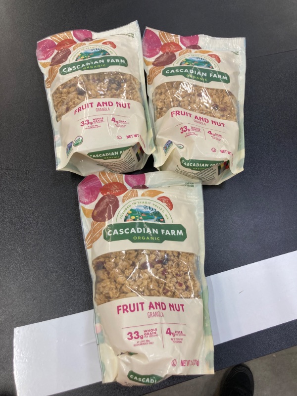 Photo 2 of **3 Pack, Expired 07/31/2024** Cascadian Farm Organic Granola, Fruit and Nut Cereal, Resealable Pouch, 11 oz