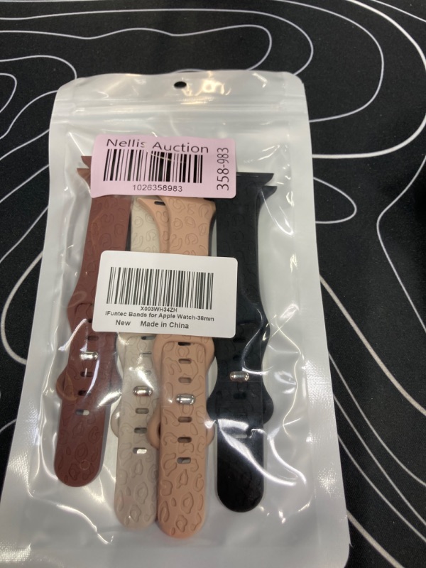 Photo 1 of 4-pack Leopard Engraved Band Compatible with Apple Watch Bands 38mm 40mm 41mm 44mm 45mm 42mm Women, Thin Slim Sport Wristbands for iWatch Ultra/Ultra 2 Series 9 8 7 6 5 4 3 2 1 SE Black/Smoke Purple/Milk Tea/Starlight 38/40/41mm