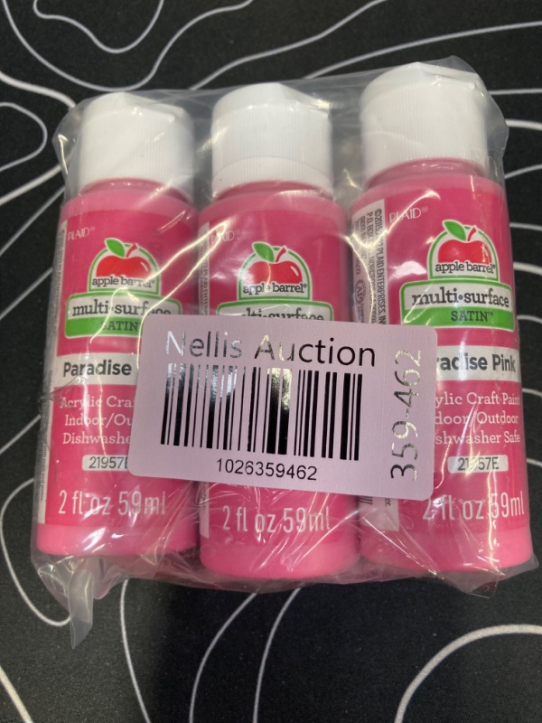 Photo 2 of **3 Pack** Apple Barrel Multi Surface Acrylic Paint, 2 oz, Paradise Pink 2 Fl Oz