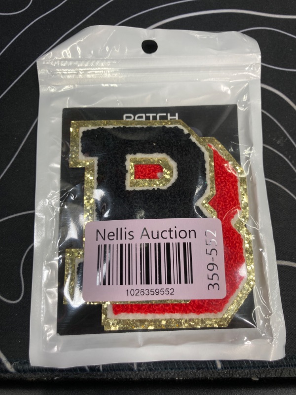 Photo 2 of 3PCS Chenille Iron On Letter Patches, Varsity Sew On Letters Patch, Large Applique Black Red & White Glitter Patches for Clothing, Vest Jackets, Jeans, Backpacks & Hats. (3.15" Letter S) Black White & Red S