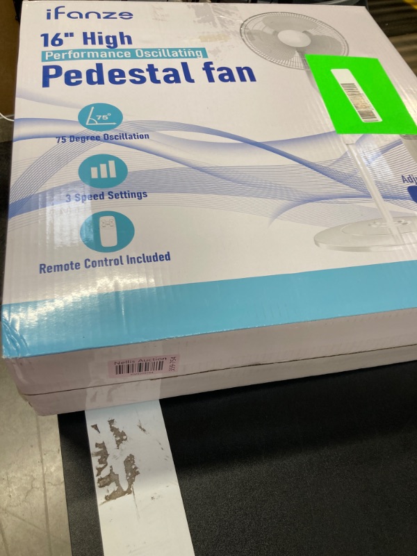 Photo 3 of Ifanze Pedestal Fan, 16" Adjustable Oscillating DC Standing Fan with Remote for Home, 3 Speeds, Less Noise Cooling Fan, White