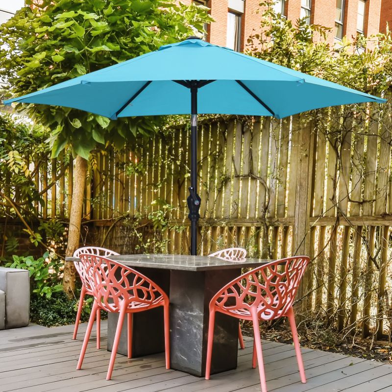 Photo 1 of Autlaycil 7.5FT Patio Umbrellas with Push Button Tilt and Crank, Blue