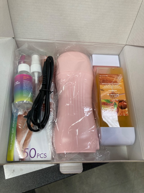 Photo 2 of **2 Pack** Roll On Wax Kit by Hawcay - Wax Warmer for Hair Removal, Depilatory Waxing Kit for Sensitive Skin, for Women and Men with Roller for Larger Areas of the Body (Honey & Honey-Pink) Honey&Rose-Pink