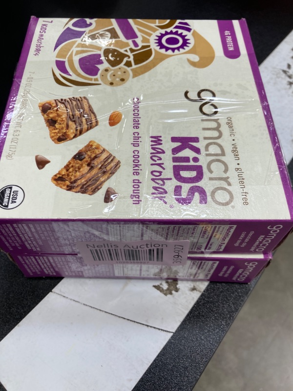 Photo 3 of **2 Pack Expired 08/27/2024** GoMacro Kids MacroBar Organic Vegan Snack Bars - Chocolate Chip Cookie Dough (0.90 Ounce Bars, 7 Count) Chocolate Chip Cookie Dough 7 Count 