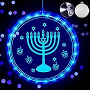 Photo 1 of Hiboom Hanukkah Decoration Lights Blue Chanukah Window Lights Hanukkah Window Decorations with Battery Operated for Jewish Judaism Hanukkah Chanukah Synagogue Passover Shabbat Ornament Decor (Menorah)