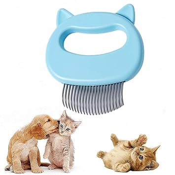 Photo 1 of Cat Comb Pet Short & Long Hair Removal Massaging Shell Comb Soft Deshedding Brush Grooming And Shedding Matted Fur Remover Massage Dematting Tool For Dog Puppy Rabbit (Blue)