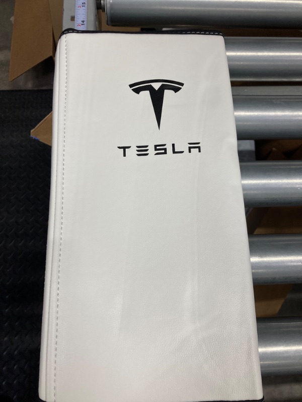 Photo 2 of Upgrade Car Armrest Cover for Tesla Model 3 Model Y Accessories 2017-2022 2023 2024?PU Leather Heighten and Thicken Center Console Protector Pad,Compatible with Tesla 2023 2024(White Line)