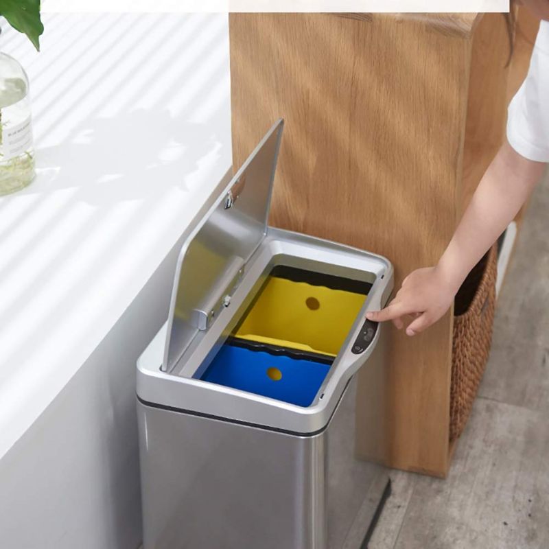 Photo 2 of 
Kitchen Trash Can Metal Trash Can Stainless Steel Kitchen Intelligent Induction Automatic Classification Trash Can Household Double Barrel Kitchen Waste Dry...