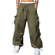 Photo 1 of 
JMIERR Men's Baggy Cargo Pants Trendy Casual Parachute Pant Loose Fit Harem Joggers with Pockets for Streetwear