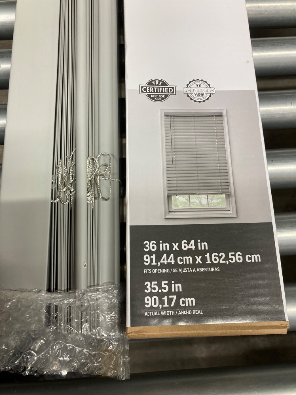 Photo 4 of Cordless Light Filtering premium blind - 36 Inch Width, 64 Inch Length, 1" Slat Size - Grey - Cordless GII Morningstar Horizontal Windows Blinds for Interior by Achim Home Decor