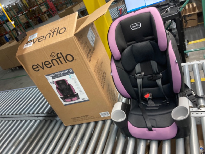 Photo 2 of Evenflo Maestro Sport Convertible Booster Car Seat, Forward Facing, High Back, 5-Point Harness, For Kids 2 to 8 Years Old, Whitney Pink