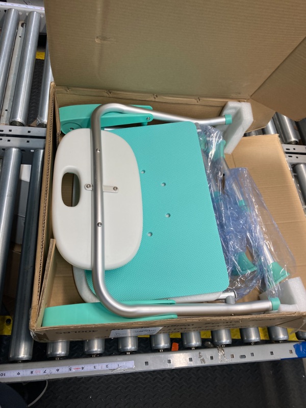 Photo 1 of Folding Shower Chair with Arms and Back, Foldable Shower Chair for Inside Shower, 5 Level Adjustable, Thicker and Wider Shower Seats for Elderly, Handicap, Disabled & Pregnant, Support 400 Lbs