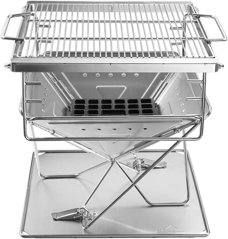 Photo 1 of Campingmoon Foldable BBQ Grill, Portable Charcoal Grill, Stainless Steel Wood Burning Stove, Barbecue Cooking Stove for Outdoor/Garden/Camping/Picnic/Party (MT-035)
