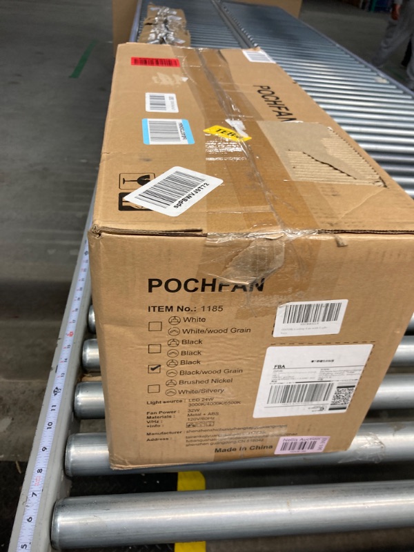 Photo 3 of ***DAMAGE TO TWO OF THE FAN BLADES*** POCHFAN 52 Inch Ceiling Fans with Lights and Remote, LED Flush Mount Black Ceiling Fan with Quiet DC Motor, Dimmable 6 Speeds Reversible Low Profile Modern Ceiling Fan for Bedroom, Living Room
