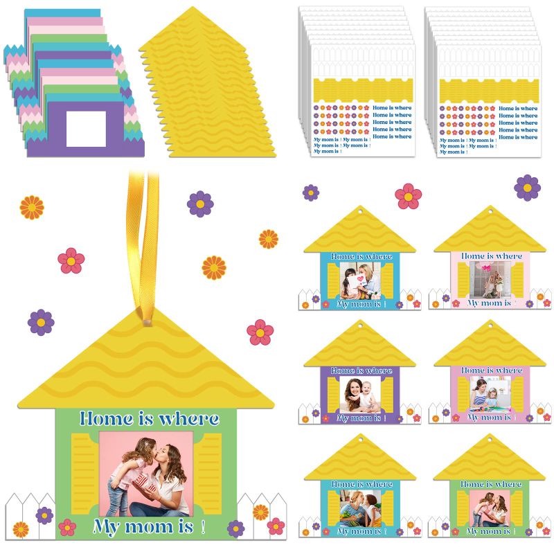 Photo 1 of 8 Packs of 18 Set Mother's Day Picture Frame Craft for Kids Home is Where My Mom is Picture Frame Craft Kit DIY Mother's Day Craft Gifts from Kids to Mother for Mother's Day Classroom Activities Art Project