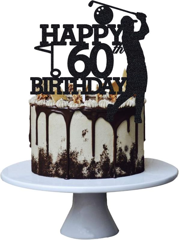 Photo 1 of Grad ?ao Golf 60th Birthday Cake Topper for Man Sports Theme Decoration , Funny 60 Year Fabulous and Happy Sixty Party , Handmade (Black?
