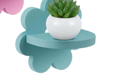 Photo 1 of 2 GREEN SHELVES, NOT BLUE! 2 PCS Daisy Flower Plant Wall Shelf Kawaii Small Floating Shelves Cute Shelf Decor Boho Hanging Shelf for Girls Bedroom Bathroom Living Room Nursery