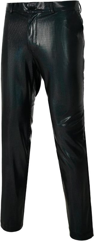 Photo 1 of Men Disco Shiny Pants Night Club Metallic Straight Leg Trousers

