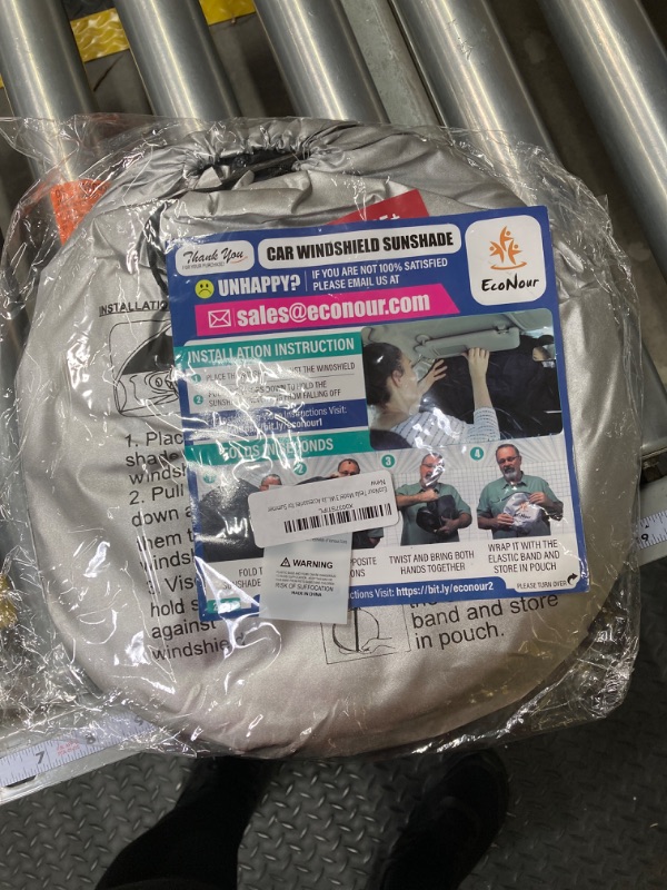 Photo 2 of EcoNour Tesla Model 3 Windshield Sunshade | 240T Polyester for Tesla Model Y Sunshade | Windshield Visor with Superior UV Protection for Tesla Windshield Sunshade | Tesla Accessories for Summer Windshield Model 3/Y