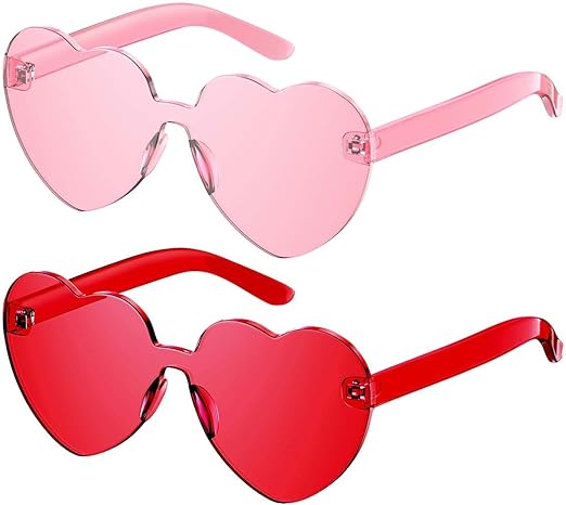 Photo 1 of 2 PACK! Gaiatop Heart Sunglasses for Women Candy Color Transparent Rimless Heart Glasses for Girls Cute Heart Shaped Sunglasses
